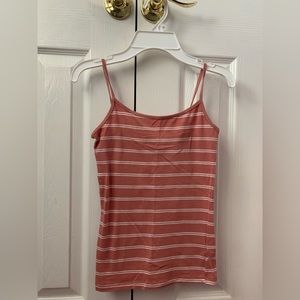 Striped coral form fitting tank top